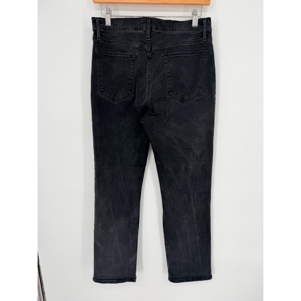 FRAME Le High Straight‎ Jeans Maverick Rips Black Distressed 30 LHST208 - Picture 2 of 10